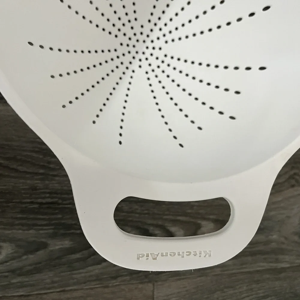 Kitchen Aid White Plastic Strainer Colander Large 5 Quart Deep Two Handles VTG
